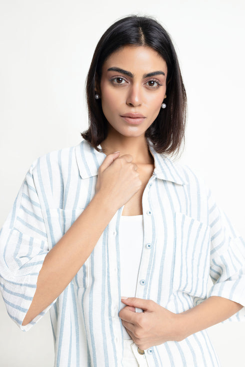 The Blue & White Oversized Striped Shirt